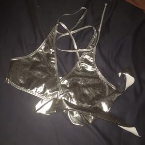 Metallic Silver Lingerie Set